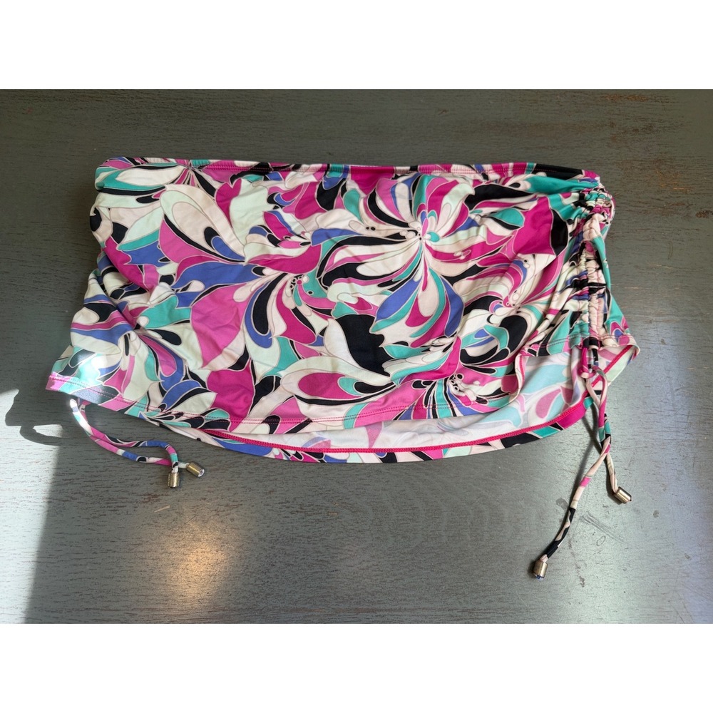 Apt 9 Multicolor Floral Swim Skirt Bottom with Built-in Brief Pink Teal Size 16
